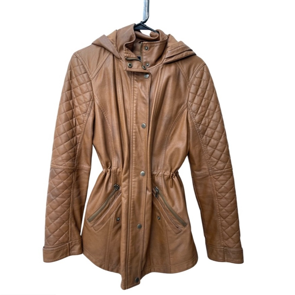 Leather Anorak Hooded Jacket